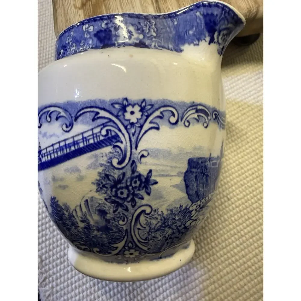 Vintage Olde English Staffordshire Rock City Garden Blue Transferware 4” H
